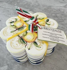 Brandani Italy Set of 6 Ceramic Tile Cork Sicilian Italian Coasters Lemons