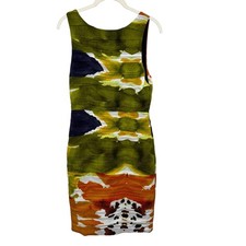 Alice + Olivia Dress Valerie 6 Multicolor Silk Sheath Sleeveless Fitted V Back