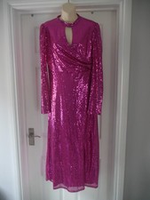 Pink Sequin Ball Gown Dress Size 14 Christmas Prom Wedding Guest Formal Cocktail