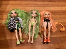 Lot of 3 Rainbow High Jade Hunter, Poppy Rowan Dolls 2 clothed, 1 nude.