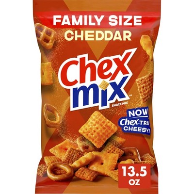 Chex Mix Cheddar Snack Mix, Savory Bag, Family 13.5 Ounce (Pack of 1) 