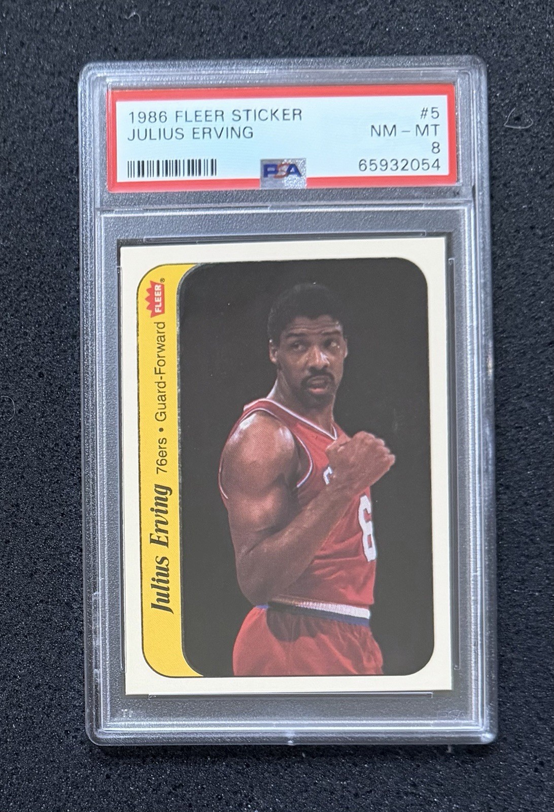1986 Fleer Sticker - #5 Julius Erving - PSA 8