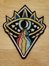 Psychedelic Eye Rainbow Iron-On Sew-On Embroidered Patch Trippy Hippie 0378