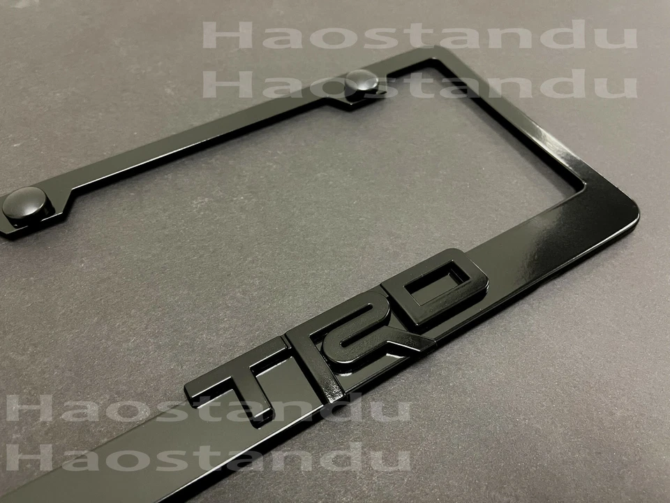 1xBlackTRD 3D emblema NEGRO marco de matrícula de acero inoxidable SIN ÓXIDO + tapas de tornillo Foto 2 de 2