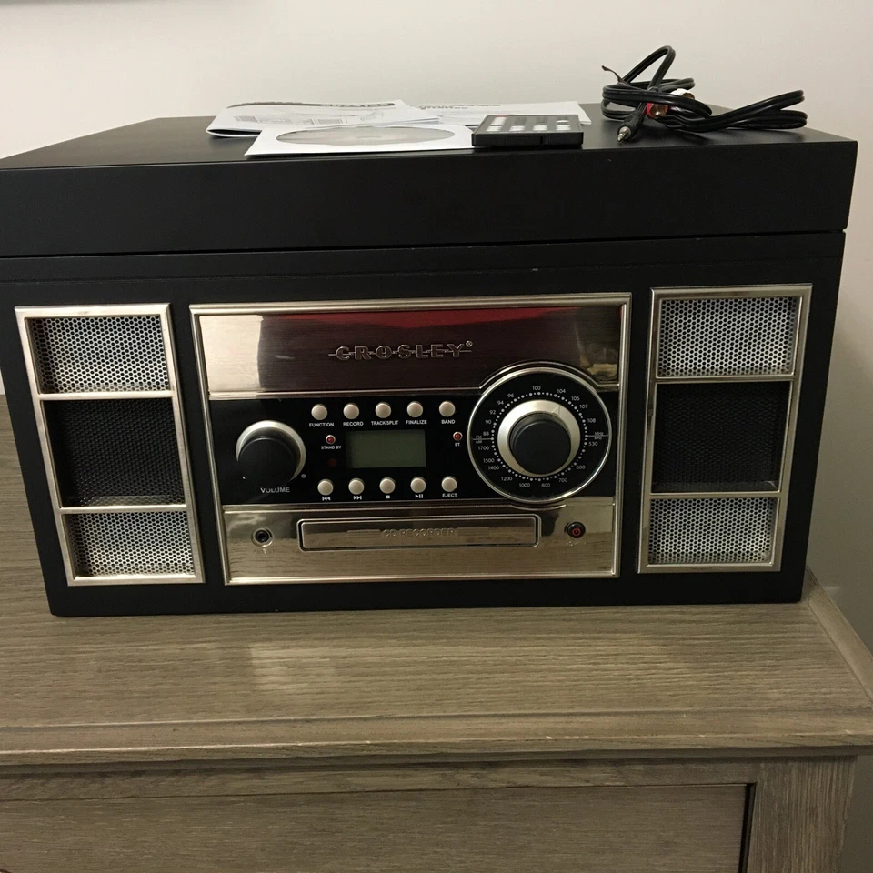 Gravador de CD Crosley 5 em 1 toca-discos estéreo AM/FM MODELO CR2413A VENDA FUNCIONAL - Imagem 3 de 4