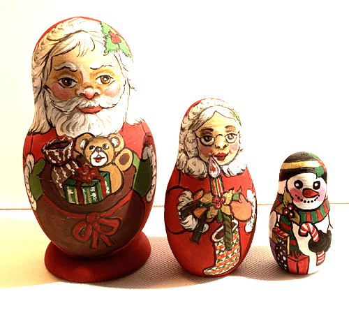 Wooden Nesting Dolls 3pc. set, size 5.5" - Picture 2 of 4