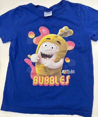 Oddbods Bubbles Kids Shirt Blue Unisex T-Shirt Size 4T Screen Print Tv Show EUC