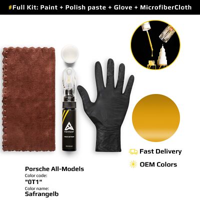 Touch up Paint for Porsche Code: 0T1 Safrangelb Fast Drying Scratch Repair
