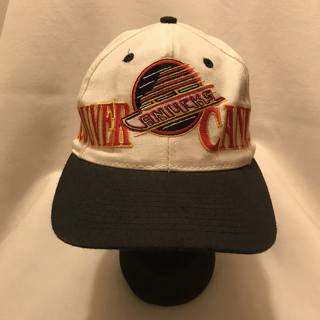 Vintage Vancouver Canucks Skate Logo Spell Out The Game Snapback Hat