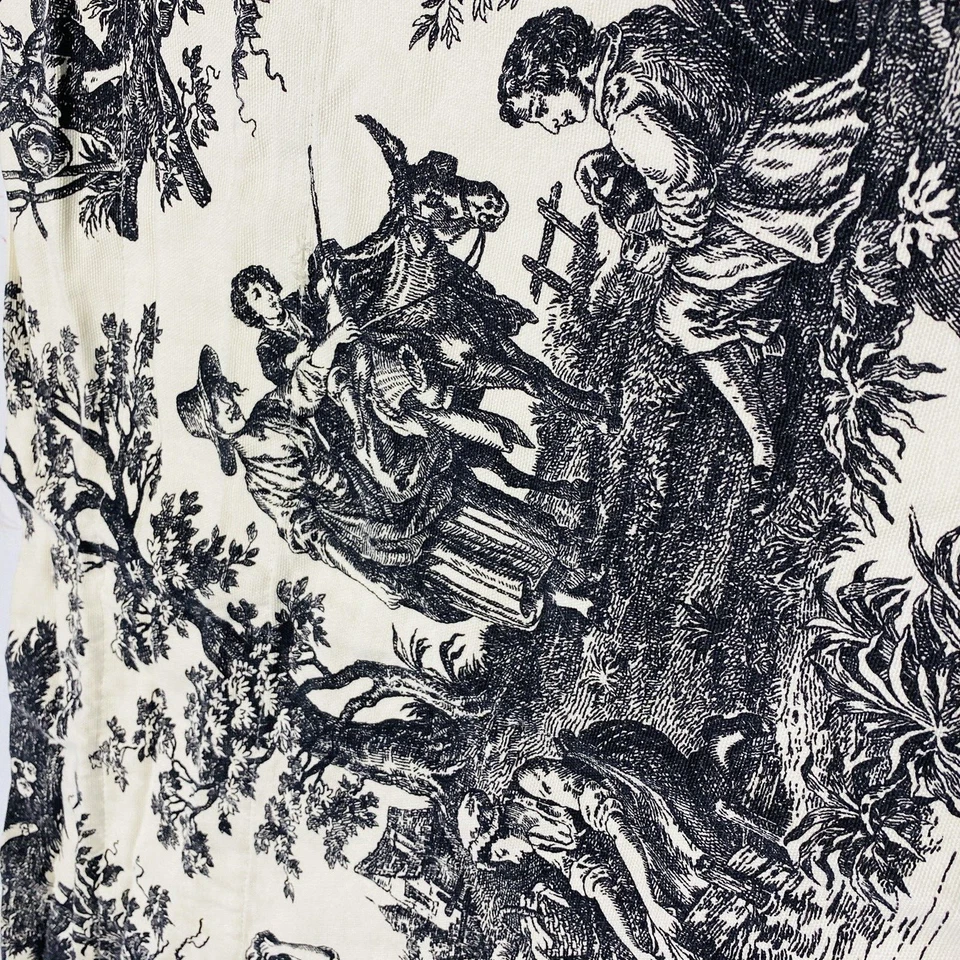 Waverly Cenefas Raras De Colección Country Life Toile Cortinas Cortas Negro Marfil Par Foto 4 de 4