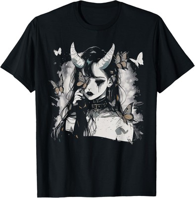Butterfly Girl Sad Goth Anime Alt Alternative Art Aesthetic T-Shirt Hoodie