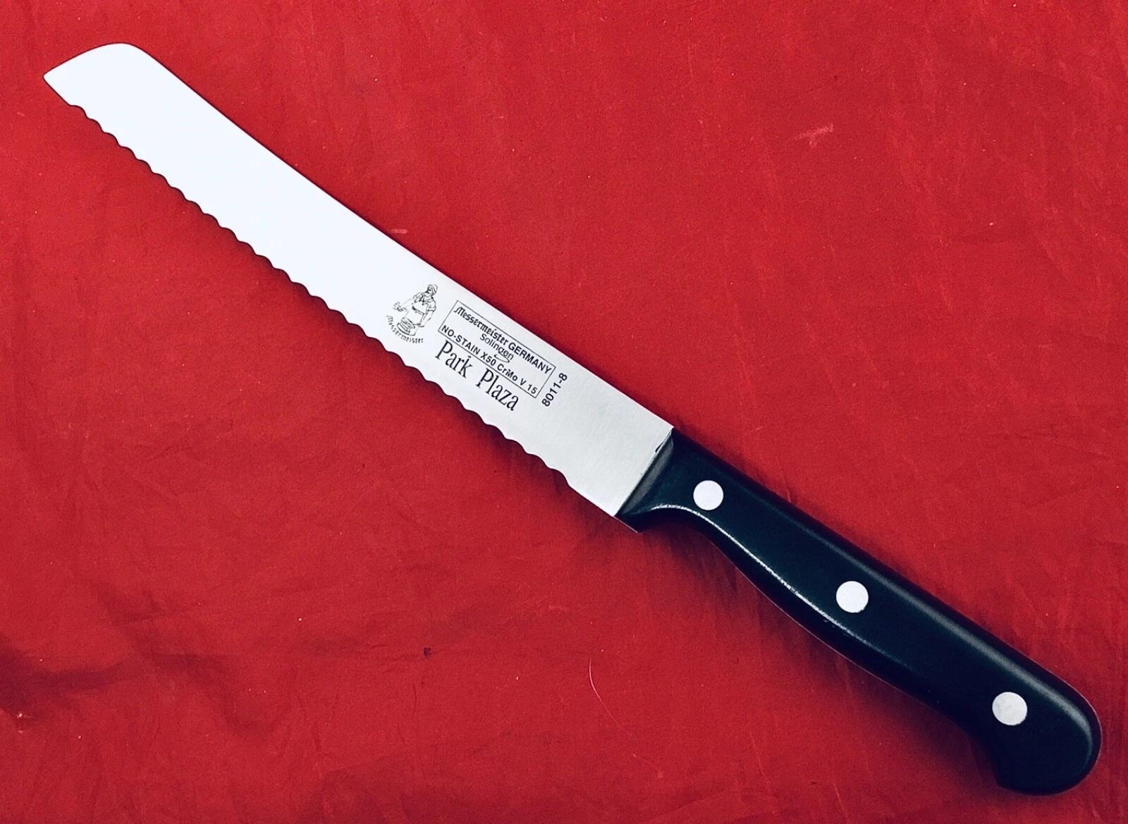 MESSERMEISTER SERRATED KNIFE PARK PLAZA 8011-8 X50 CR MO V 15 SOLINGEN GERMANY