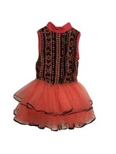 Weissman Dance Wear Neon Coral with Multicolor Sequin Top and Tutu - 6 - NEW