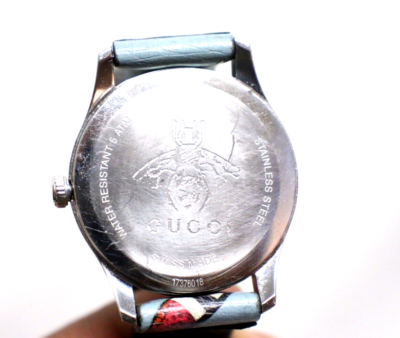 Gucci G-Timeless Blue Dial Kingsnake Leather Band Unisex  display picture 1