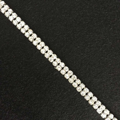 Fashion SS16 Clear Rhinestone 2-Row Close Chain Trims Silver x 1 yard - Picture 4 of 11