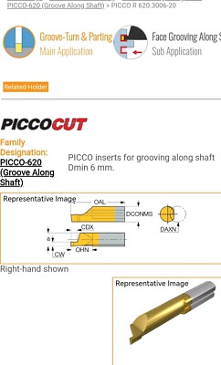 ISCAR 4 Pieces PICCO R 620.3006-20 IC1008  Insert for face grooving NEW