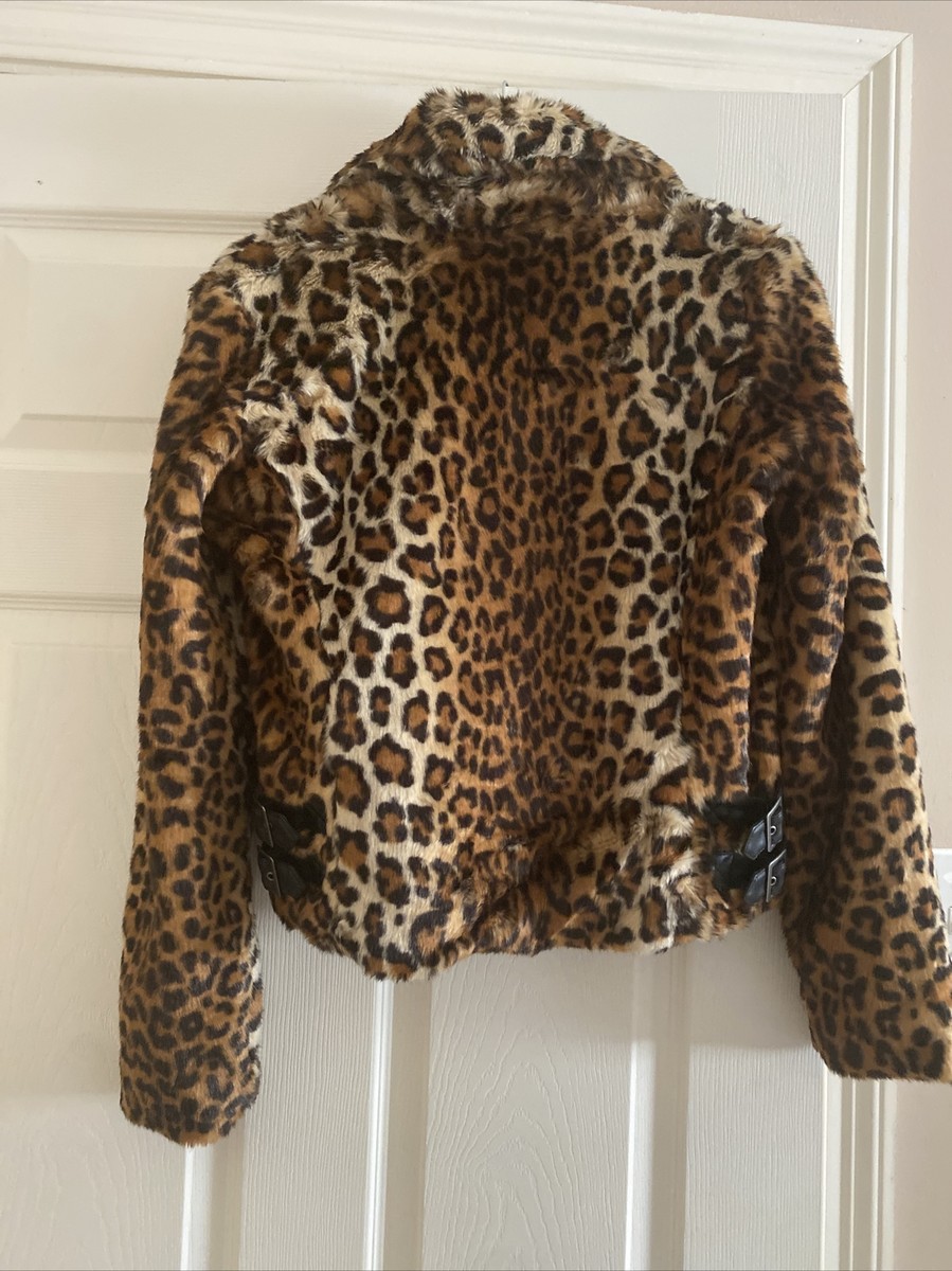 Rebecca Minkoff XS Hudson Faux Fur Moto Jacket Leopard Print | eBay