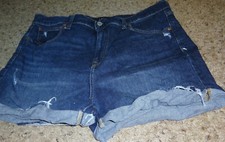 WOMENS GAP HIGH RISE 4" DENIM SHORTS-SIZE 14/32R-DARK BLUE DENIM