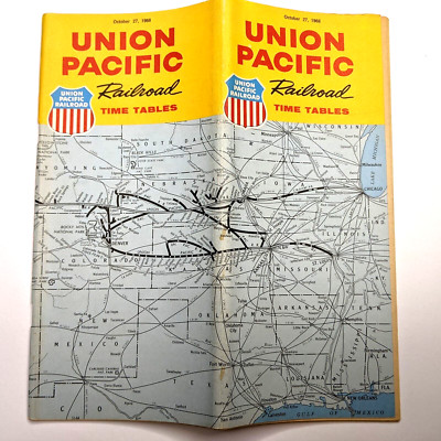 OCT 1968 Union Pacific Railroad Public Timetable Train Stations Index Map UP 3J