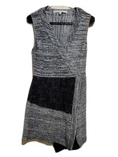 RACHEL ROY women's stylish gray sheath dress with black lace Size 4 Wool Blend