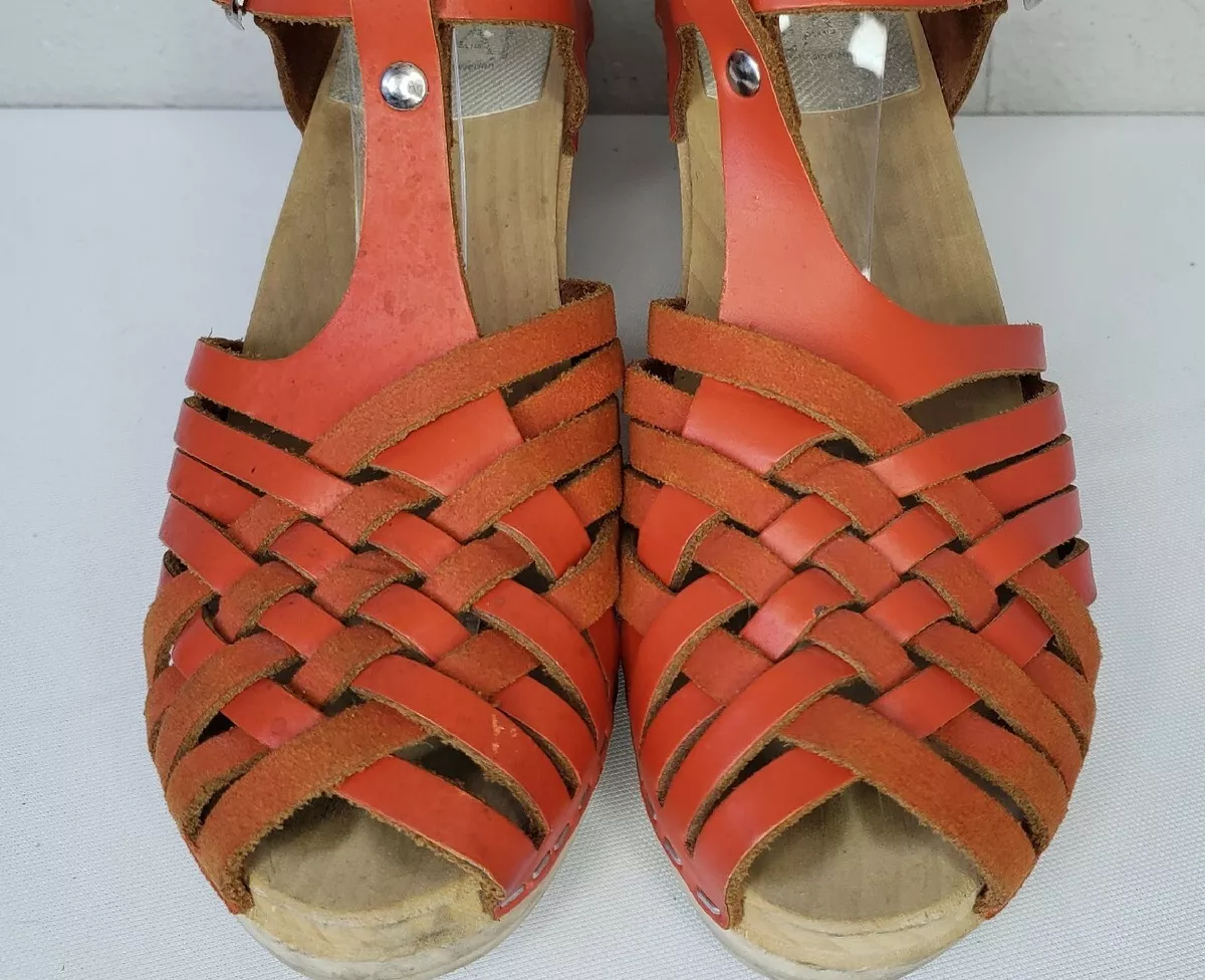 Orange shop sandals ebay