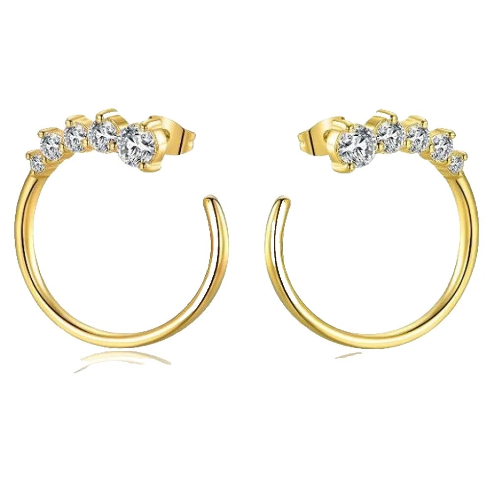 Piedra de Enchape de oro amarillo Pendientes de Moda