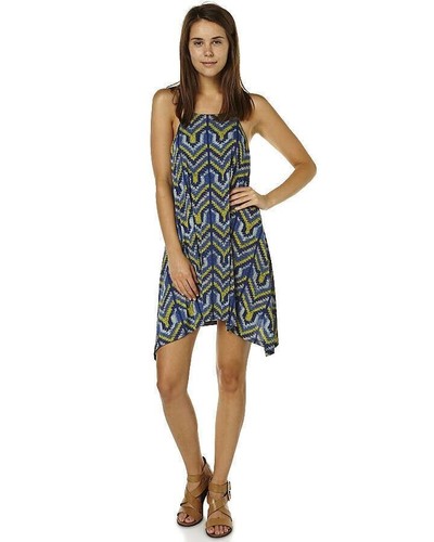TIGERLILY Saltmarsh Marais Blue Yellow Summer Mini Dress RRP$160 Size 10AU / 6US - Picture 4 of 14