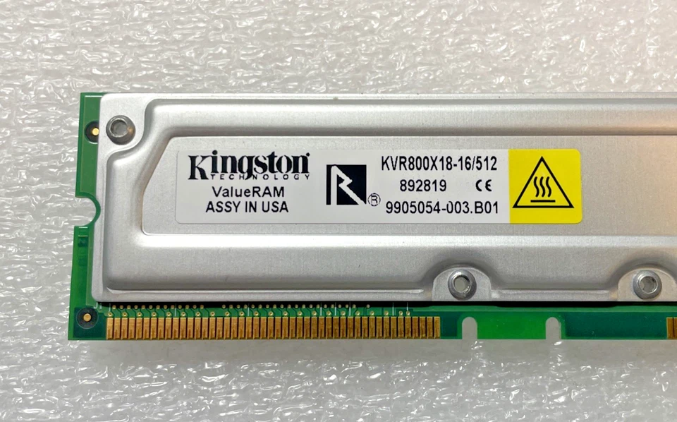KVR800X16/256 Kingston 256MB RDRAM Memory Module - 800MHz Non-ECC - Image 2 of 3