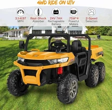 24V 2 Seater Ride On Car 4WD Electric Toy Tractor Trailer with Dump Bed Gift