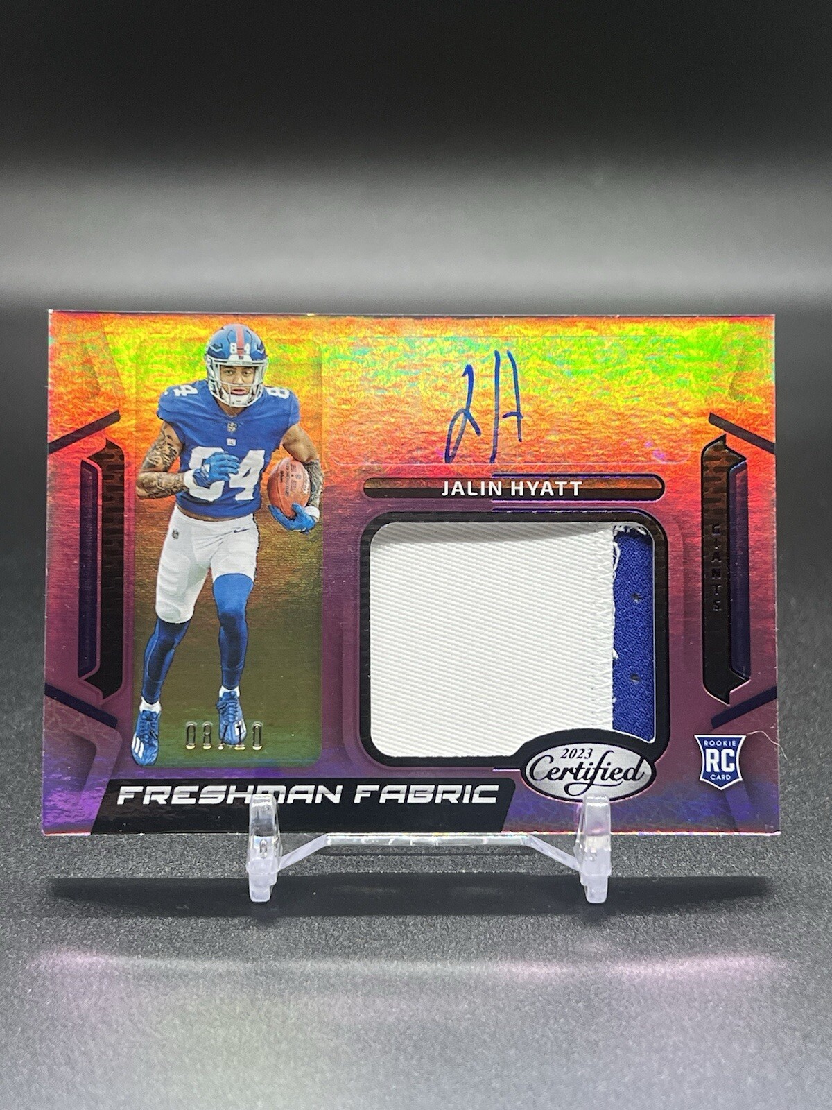 2023 Panini Certified Jalin Hyatt Freshman Fabrics Purple /10 RPA NewYork Giants