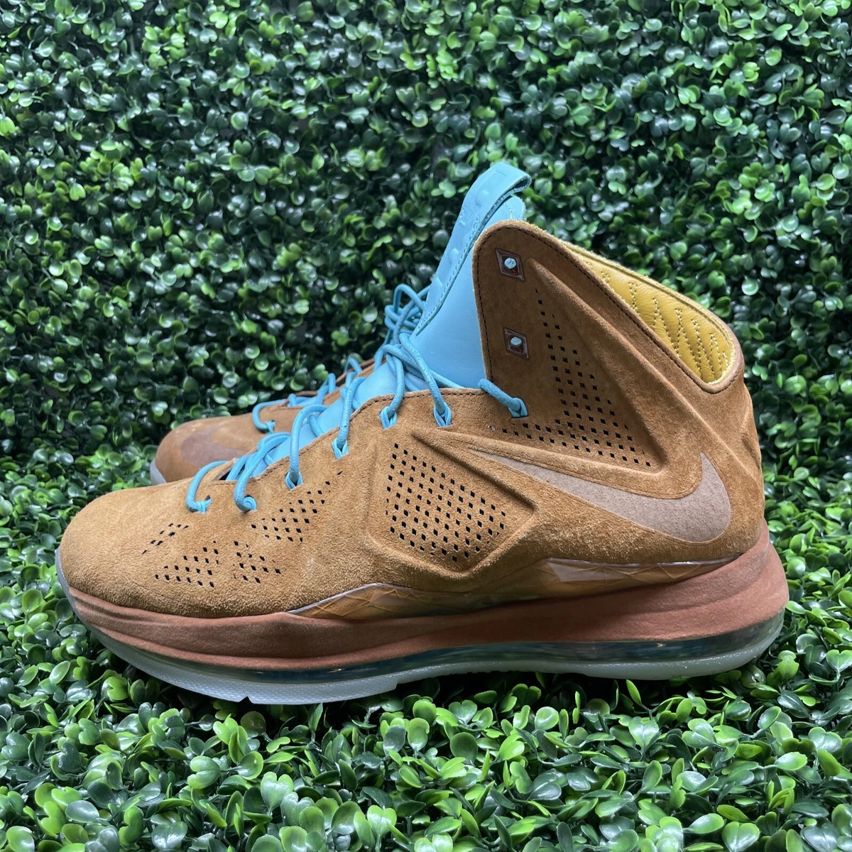 NIKE LEBRON X 10 EXT QS HAZELNUT SUEDE BROWN 607078 200 SIZE 10.5