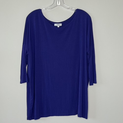 PIKO Dolman Tunic Womens Medium Knit Top Purple Indigo Boho Lagenlook Shirt - Picture 2 of 6