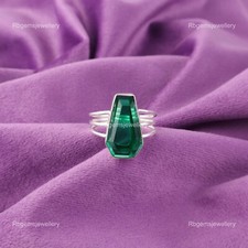 Green Emerald Gemstone Band May New Ring Jewelry 925 Sterling Silver US All Size