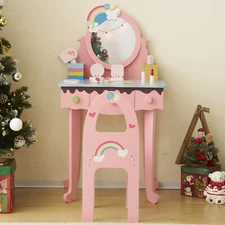Exquisite Children's Vanity Table with a Glistening Mirror Christmas Gift