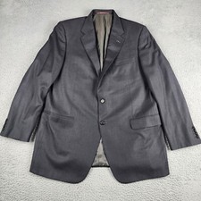 Hickey Freeman Blazer Mens 44L Black Loro Piana Tasmanian Super 130 Suit Jacket