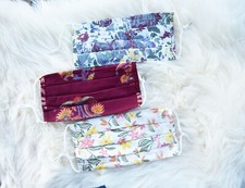 Set of10 cotton floral color face mask with filter pocket and nose wire