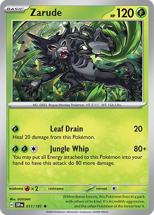 Pokemon Zarude 011/191 Rare Holofoil Rare Surging Sparks Grass NM