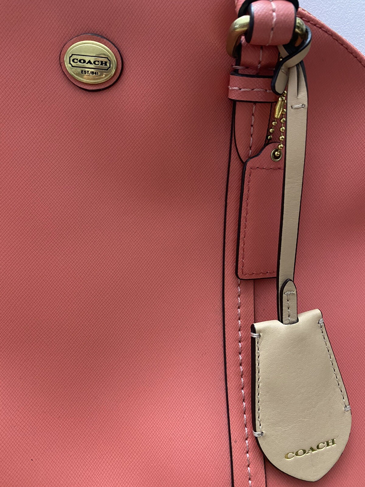COACH Coral Saffiano Peyton Cora Domed Crossbody Satchel Bag image 6