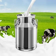 30 L Stainless Steel Milk Can Wine Pail Bucket Jug Oil Barrel Canister with Lid