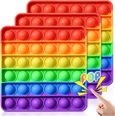 AUDASI Pack of 3 Push and Pop Bubble Silicone Sensory Fidget Toy, Pop On It
