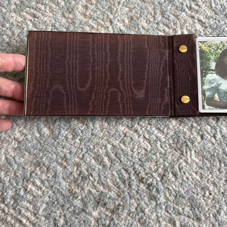 custom photo album, featuring a metal  cover and brown leather binding 1989 - Image 4 of 4