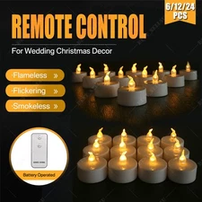 24/48X Flameless LED Candles Tea Light Remote Control Battery Operated WarmWhite