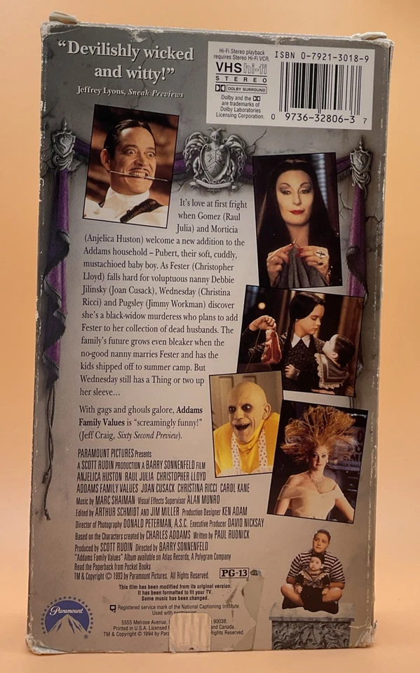 Addams Family Values VHS 1994 **Buy 2 Get 1 Free** - Image 2 of 4