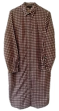 Cos Brown & Cream Gingham Check Long Sleeve Shirt Dress Size 34 Or S