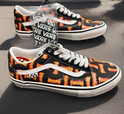 Thrasher Vans Skate Old Skool Allover Thrasher Logo, Pop Cush Insoles Xtra Laces