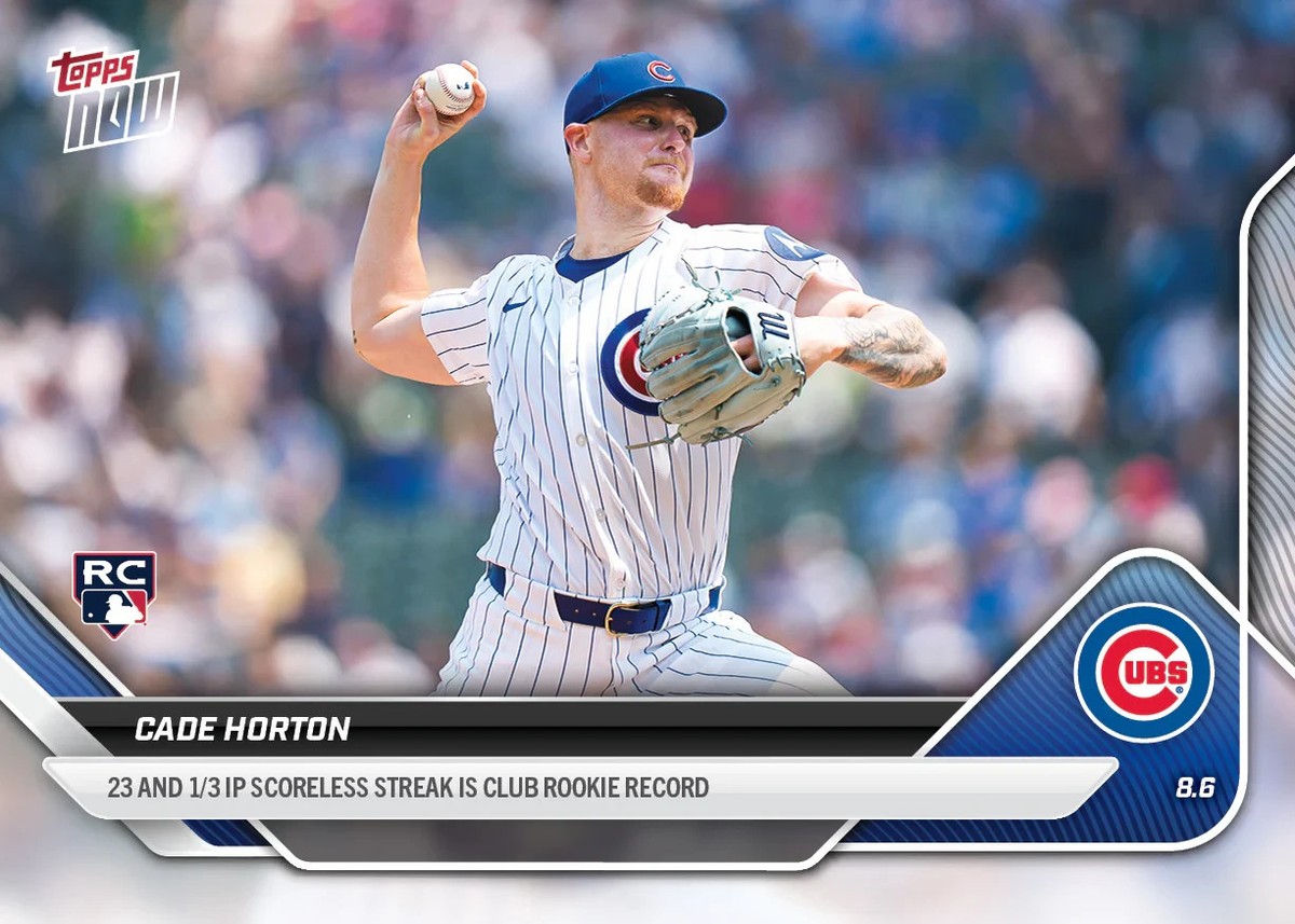 2025 Topps Now #523 Cade Horton RC Rookie 23 1/3 Scoreless Streak