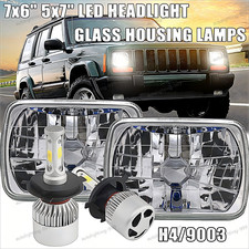 7x6 Led Headlight Hi-lo Beam Drl For 1986-1995 Jeep Wrangler Yj 1984-2001