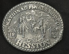 Vintage HESSTON Belt Buckle - NOS Sealed 1989 NFR National Finals Rodeo  822 