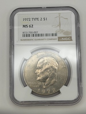 カイエ 1957-1972 1972 Eisenhower Dollar Type 2 NGC MS62 – Key Variety Philadelphia