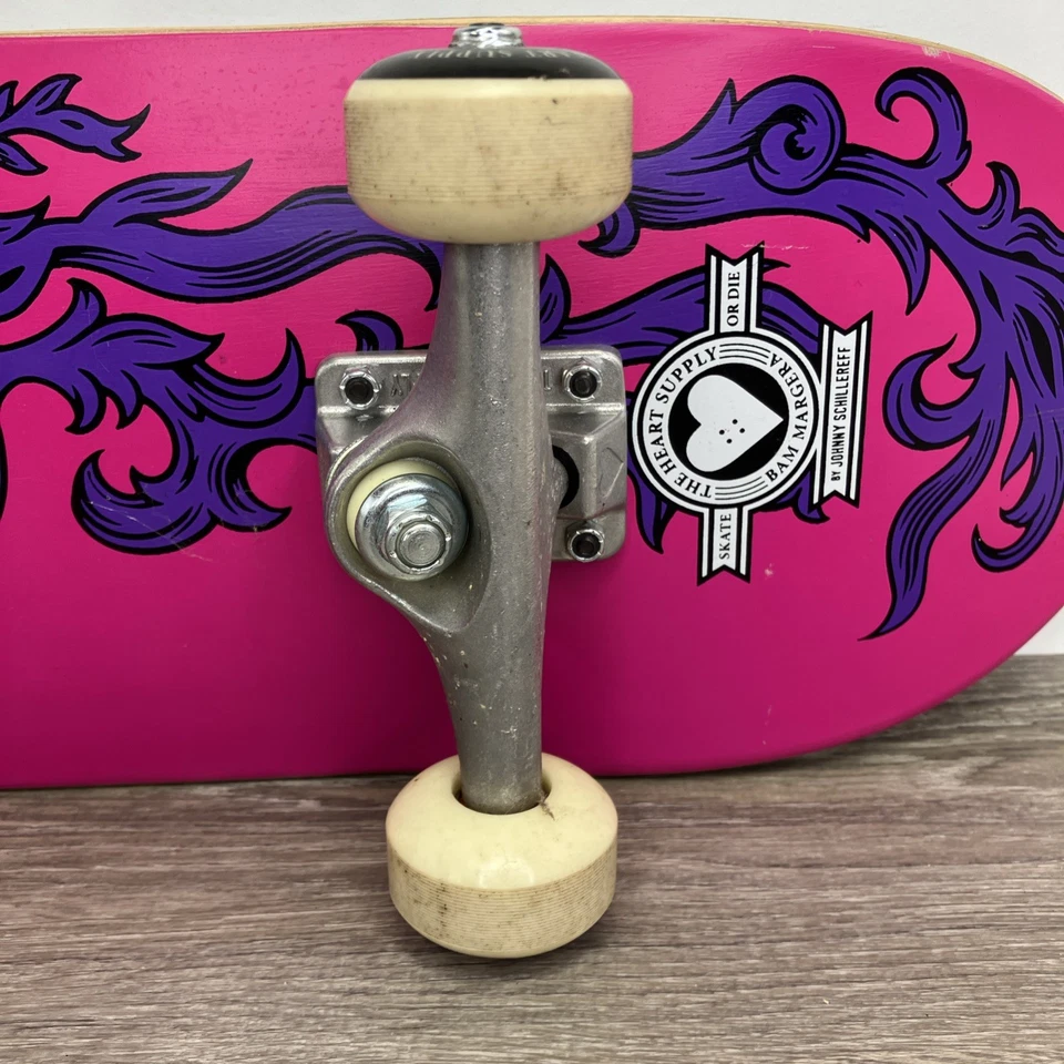 Monopatín completo BAM Heart Supply -7,75 rosa púrpura Foto 3 de 4